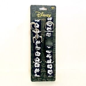 Disney Dog Collar Leash Sz L Mickey Expressions Buckle Down NEW Black White 5 ft